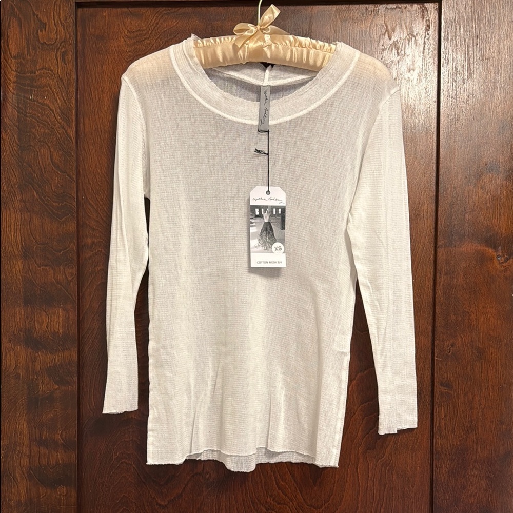 Cynthia Ashby White Mesh Top XS/S
